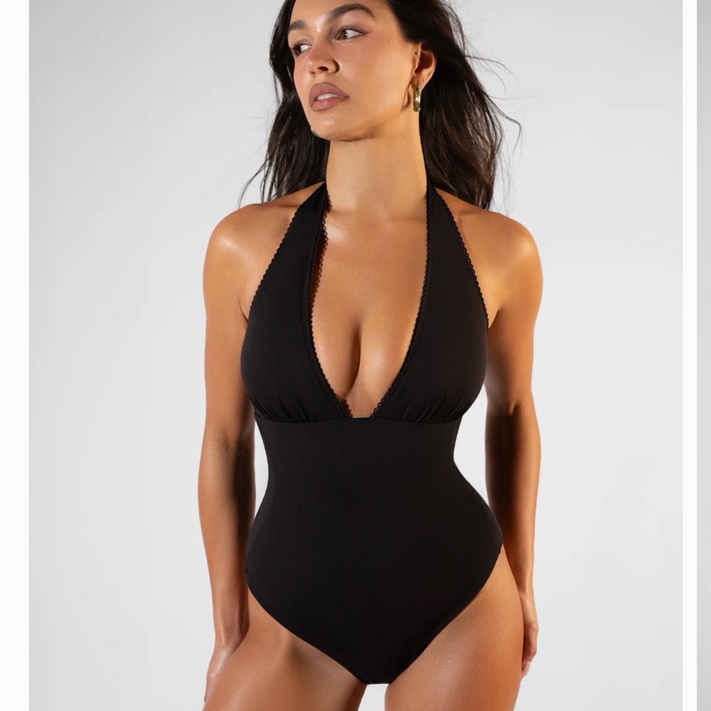Black Halter One-Piece Swimsuit - Women Swim
